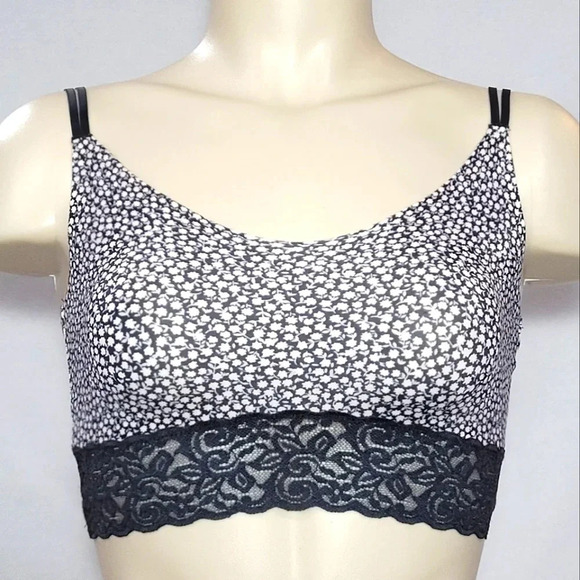 XS Xhilaration Laser Cut Wire Free Bra Bralette Gray Floral NWT  New with Tags - Picture 1 of 3